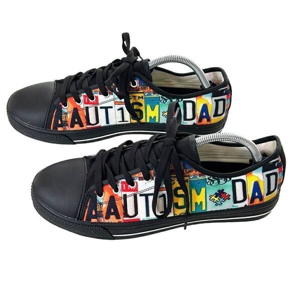 Autism Dad's Custom Shoes Men's Size 10 (43) License Plate Graphic Multi-Color # - Picture 10 of 10